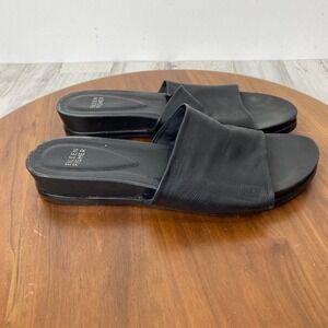 Eileen Fisher Sandals Women’s 9 black slide slip on minimalist classic leather